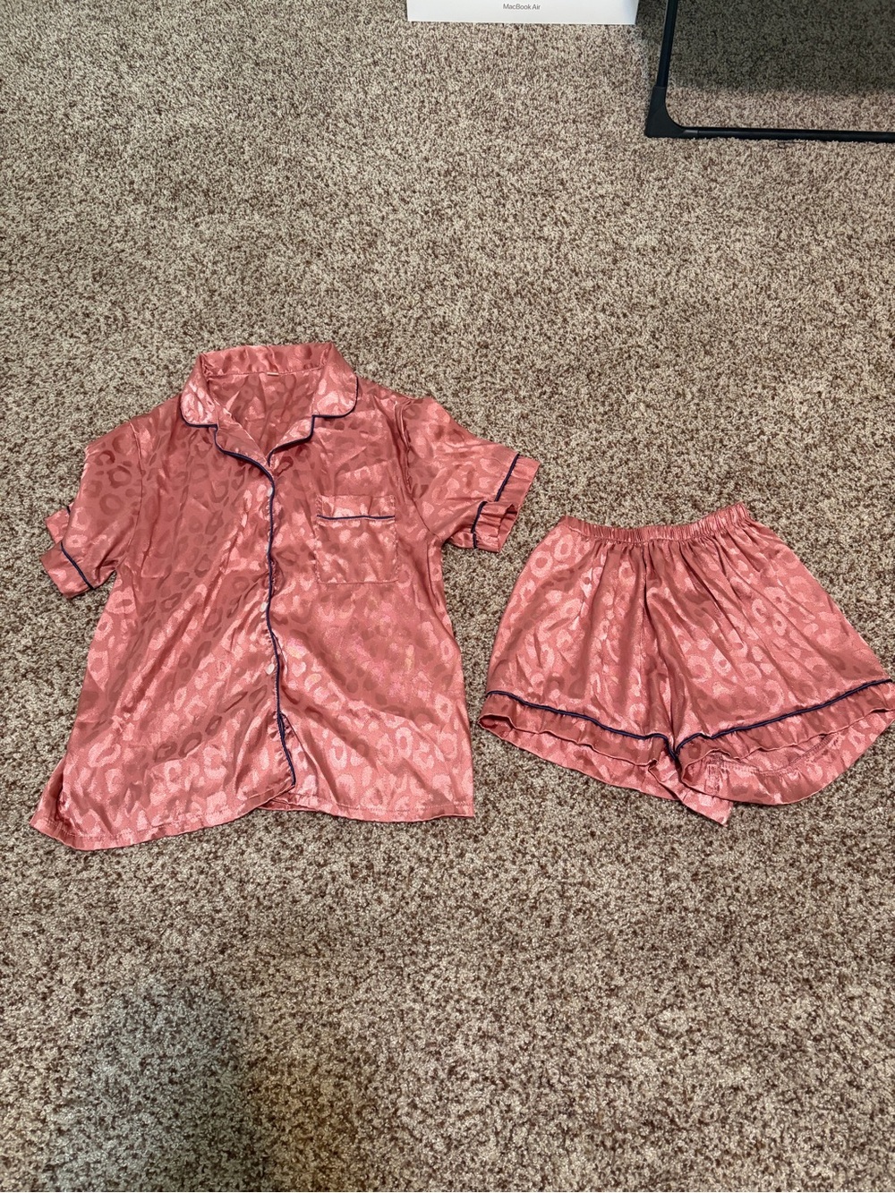 Pink Pajama Set with Contrast Piping